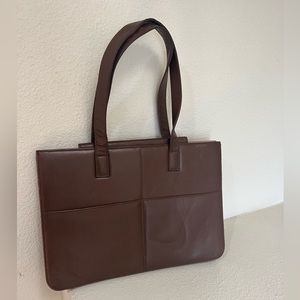 Neely Mack lambskin brown tote pocket book‎ computer bag